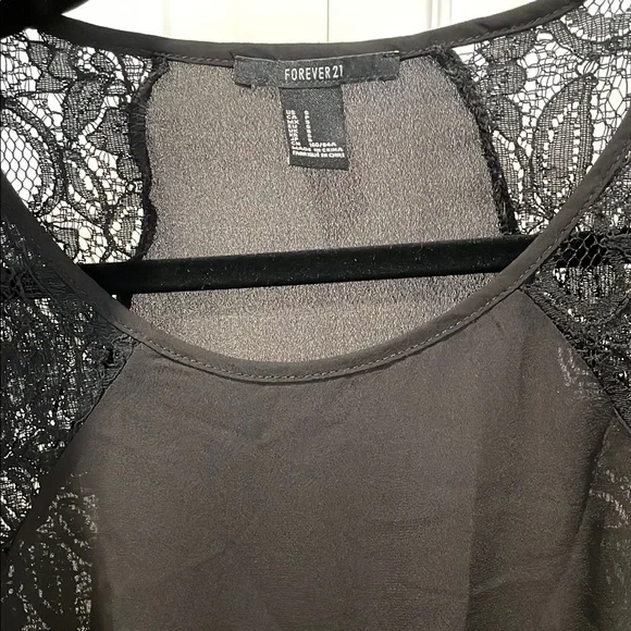 Forever 21 Womens Sheer Lace Top Small Y2K Whimsigoth Dark‎ Fairy Romantic Vamp - Picture 6 of 9